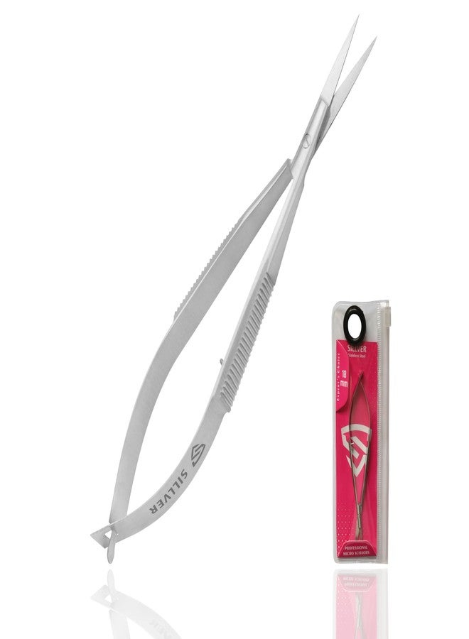 SILLVER Cuticle Nail Scissors Extra Fine Straight Eyebrow Scissors, Spring Action Embroidery Sewing Grooming Scissors for Beard, Eyelash, Mustache, Dry Skin, Manicure - Image 1